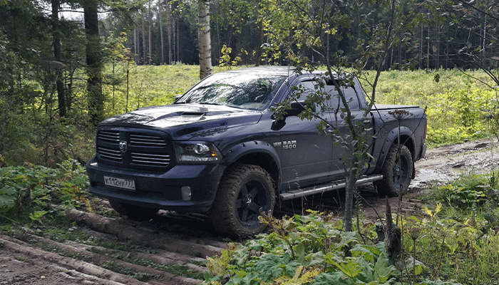 lifted truck in winnipeg forest